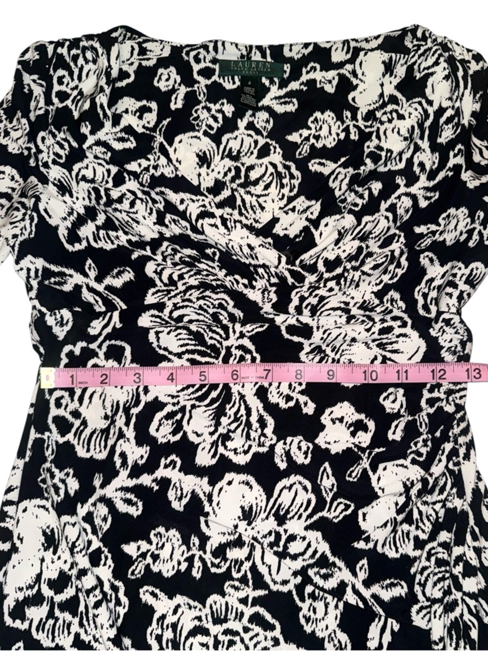 Lauren Ralph Lauren Faux Wrap Floral Midi Shift Dress Sz 4 Original $134 - Picture 6 of 7